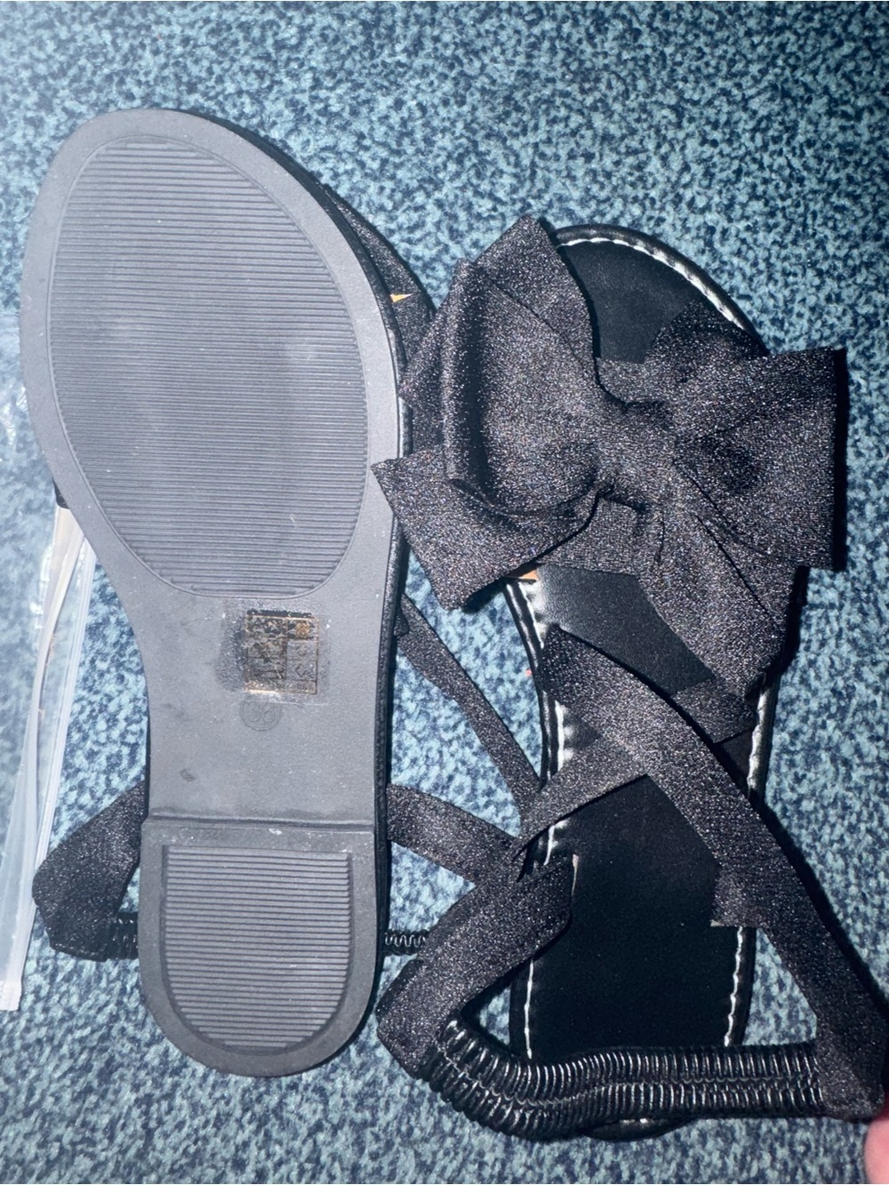 SHEIN Black Bow Accent Flat Sandals for Women